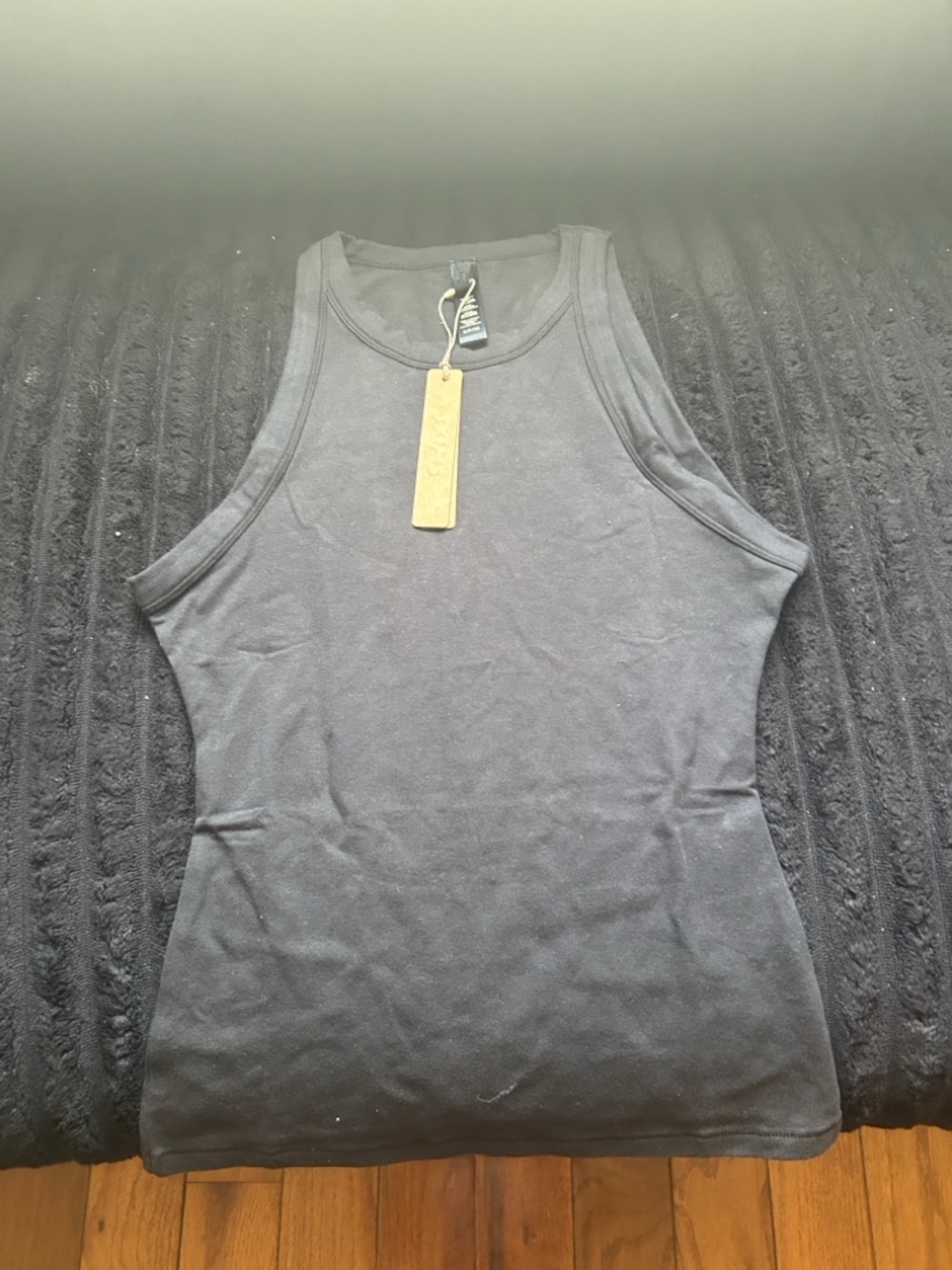 Skims Cotton Jersey High Neck Tank • NWT • Never Worn • Soot (Black) • Small